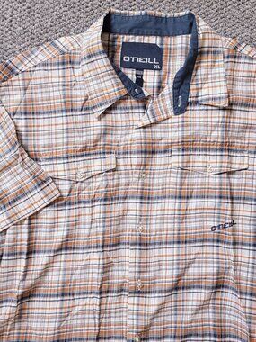 Oneill Button Shirt XL Plaid Short Sleeve Skater Casual Multicolor Lightweight